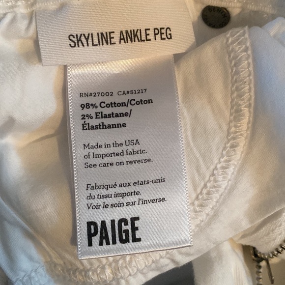 PAIGE Women’s White Skyline Ankle Peg Jeans Size 27 - Picture 6 of 6